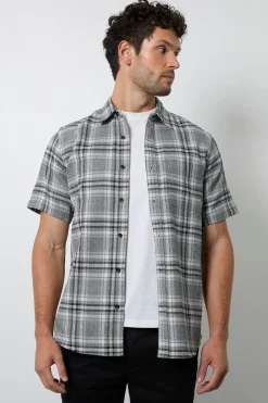 Chemise À Manches Courtes À Carreaux Gris