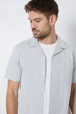 Burton Chemise À Manches Courtes Col Cubain À Rayures es<Homme Chemises