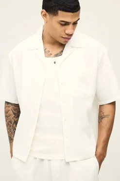 Chemise À Manches Courtes Coupe Ample Décontractée Avec Plis Irréguliers