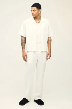 Chemise À Manches Courtes Coupe Ample Décontractée Avec Plis Irréguliers