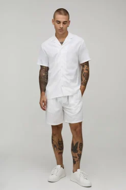 Chemise À Manches Courtes Coupe Regular En Mélange De Lin