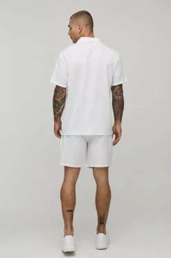 Chemise À Manches Courtes Coupe Regular En Mélange De Lin