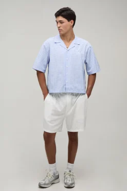 Chemise À Manches Courtes Coupe Ample Oversize Imprimé Vichy Marche