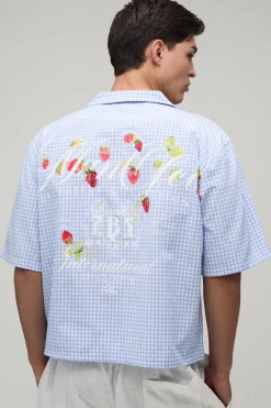 Chemise À Manches Courtes Coupe Ample Oversize Imprimé Vichy Marche