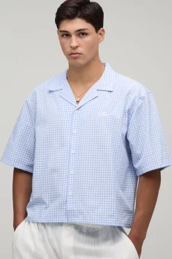 Chemise À Manches Courtes Coupe Ample Oversize Imprimé Vichy Marche