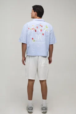 Chemise À Manches Courtes Coupe Ample Oversize Imprimé Vichy Marche
