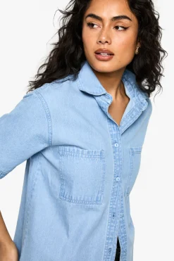 Chemise à manches courtes en chambray denim