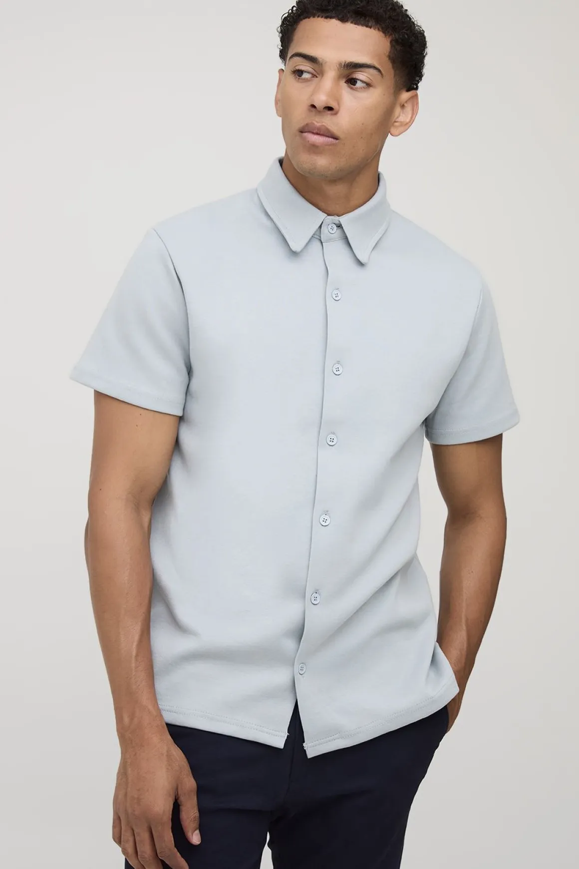 Chemise à manches courtes en interlock classique