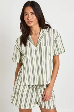 boohoo Chemise À Manches Courtes En Lin Rayé Premium<Femme Tops