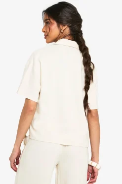 boohoo Chemise à manches courtes en lin haut de gamme<Femme Tops
