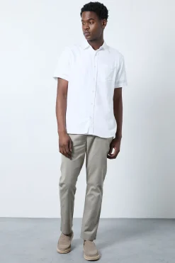 Chemise À Manches Courtes En Mélange De Lin Blanc