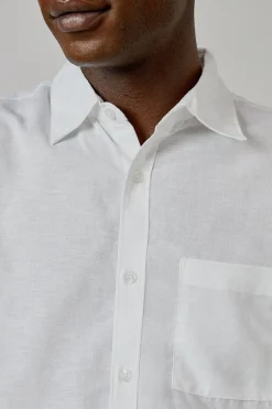 Chemise À Manches Courtes En Mélange De Lin Blanc
