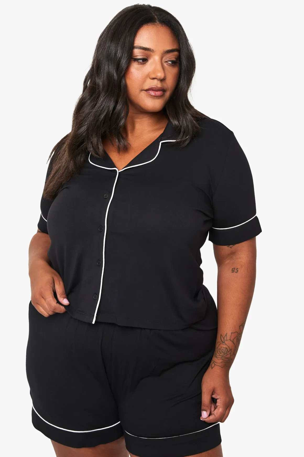 Chemise à manches courtes en modal super doux & Ensemble pyjama court