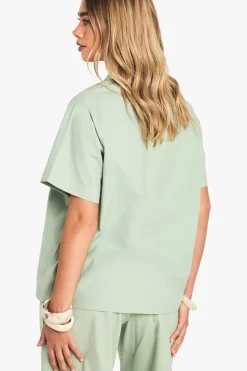 boohoo Chemise à manches courtes en popeline de coton<Femme Tops