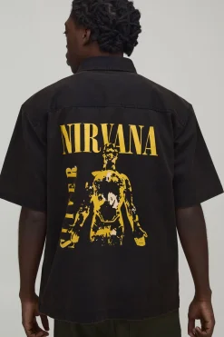 Chemise À Manches Courtes En Sergé Délavé Nirvana