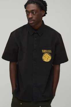 Chemise À Manches Courtes En Sergé Délavé Nirvana