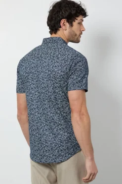 Chemise Manches Courtes À Imprimé Floral Noir