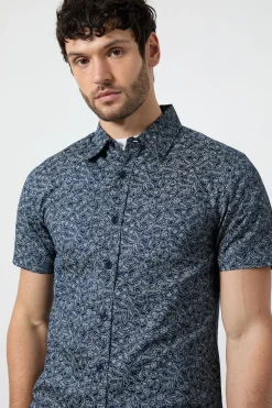 Chemise Manches Courtes À Imprimé Floral Noir