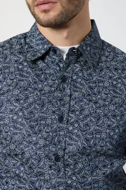 Chemise Manches Courtes À Imprimé Floral Noir