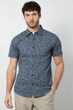 Chemise Manches Courtes À Imprimé Floral Noir