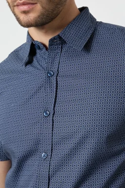 Burton Chemise À Manches Courtes Imprimé Géométrique Marine<Homme Chemises