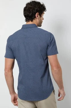 Burton Chemise À Manches Courtes Imprimé Géométrique Marine<Homme Chemises