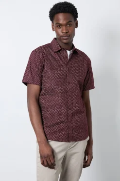 Burton Chemise À Manches Courtes Imprimée Bordeaux<Homme Chemises