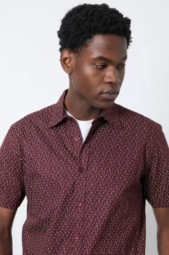 Burton Chemise À Manches Courtes Imprimée Bordeaux<Homme Chemises