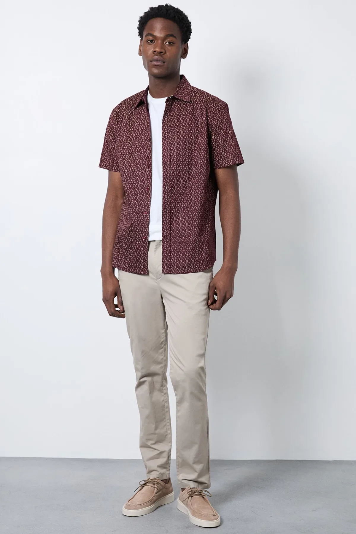 Burton Chemise À Manches Courtes Imprimée Bordeaux<Homme Chemises