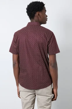 Burton Chemise À Manches Courtes Imprimée Bordeaux<Homme Chemises