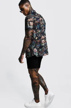 Chemise à manches courtes imprimée Dragon, coupe régulière