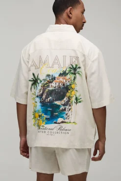 boohooMAN Chemise À Manches Courtes Oversize Imprimé Lieu Et Short Ample<Homme Ensembles|Tout Afficher