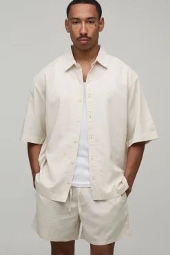 boohooMAN Chemise À Manches Courtes Oversize Imprimé Lieu Et Short Ample<Homme Ensembles|Tout Afficher