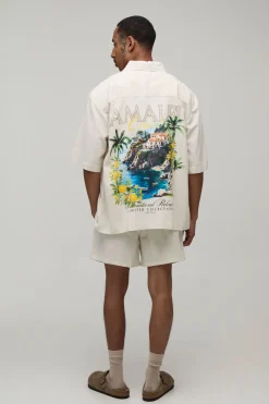 boohooMAN Chemise À Manches Courtes Oversize Imprimé Lieu Et Short Ample<Homme Ensembles|Tout Afficher