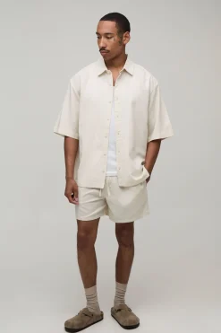 boohooMAN Chemise À Manches Courtes Oversize Imprimé Lieu Et Short Ample<Homme Ensembles|Tout Afficher