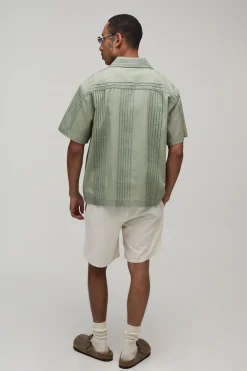Chemise À Manches Courtes Oversize À Rayures Brodées