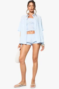 boohoo Chemise à manches courtes à rayures texturées<Femme Tops