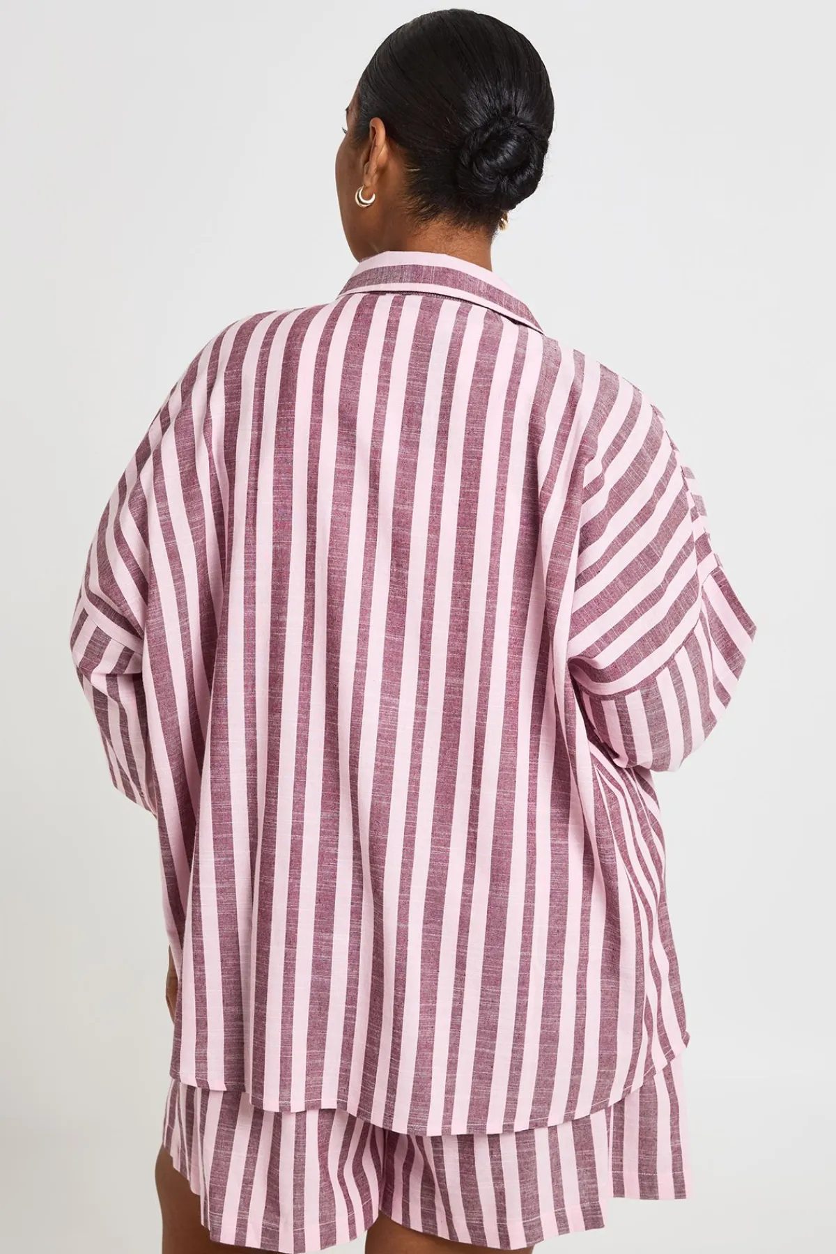 boohoo Chemise À Manches Courtes À Rayures Grande Taille<Femme Tops