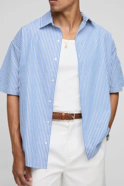 Chemise à manches courtes surdimensionnée à rayures