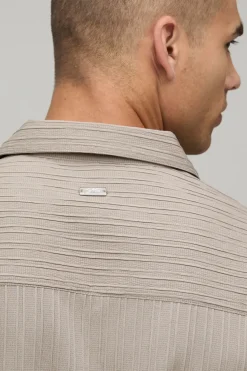 Chemise À Manches Courtes Texturée Plissée Coupe Regular