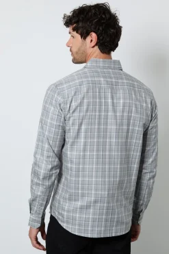 Chemise À Manches Longues À Carreaux Gris