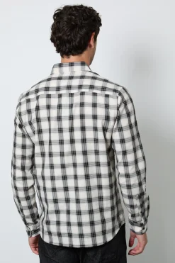 Chemise À Manches Longues À Carreaux Blanc Cassé