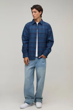 Chemise À Manches Longues Coupe Regular À Carreaux Brodés