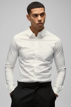 boohooMAN Chemise Manches Longues Coupe Ajustée<Homme Chemises