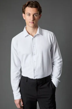 Chemise Manches Longues Coupe Ajustée Tissage Chevrons