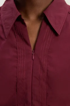 KarenMillen Chemise Manches Longues en Coton Tissé avec Détails Plissés<Femme Tops