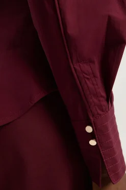 KarenMillen Chemise Manches Longues en Coton Tissé avec Détails Plissés<Femme Tops