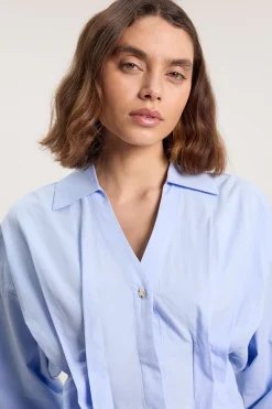 Chemise À Manches Longues En Coton Avec Détail Plissé
