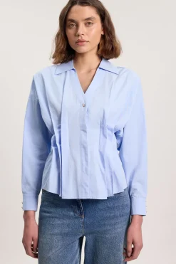 Chemise À Manches Longues En Coton Avec Détail Plissé