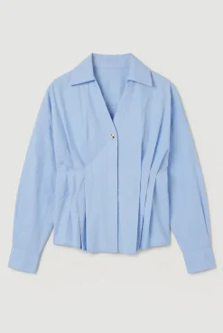 Chemise À Manches Longues En Coton Avec Détail Plissé